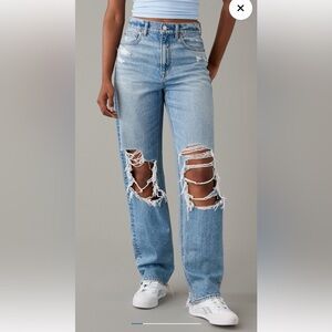 AE Strigid Ripped Highest Waist Baggy Straight Jean
